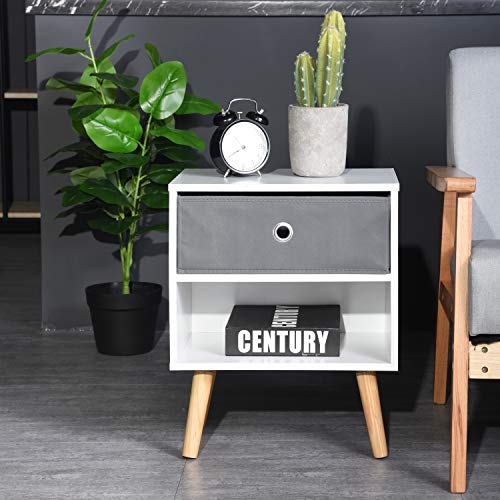 Aingoo Moderner 4-stöckiger Aufbewahrungsschrank H38 mit abnehmbaren 3 Schubladen, offenes Würfelregal, Bücherregal, MDF-Telefontisch, Weiß End Table-white