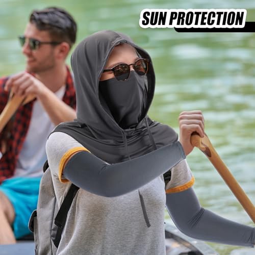 Image of Frienda Balaclava Ski Mask and Arm Sleeves Sun Protection Hood Breathable Full Head Mask Face Cover for Men Women