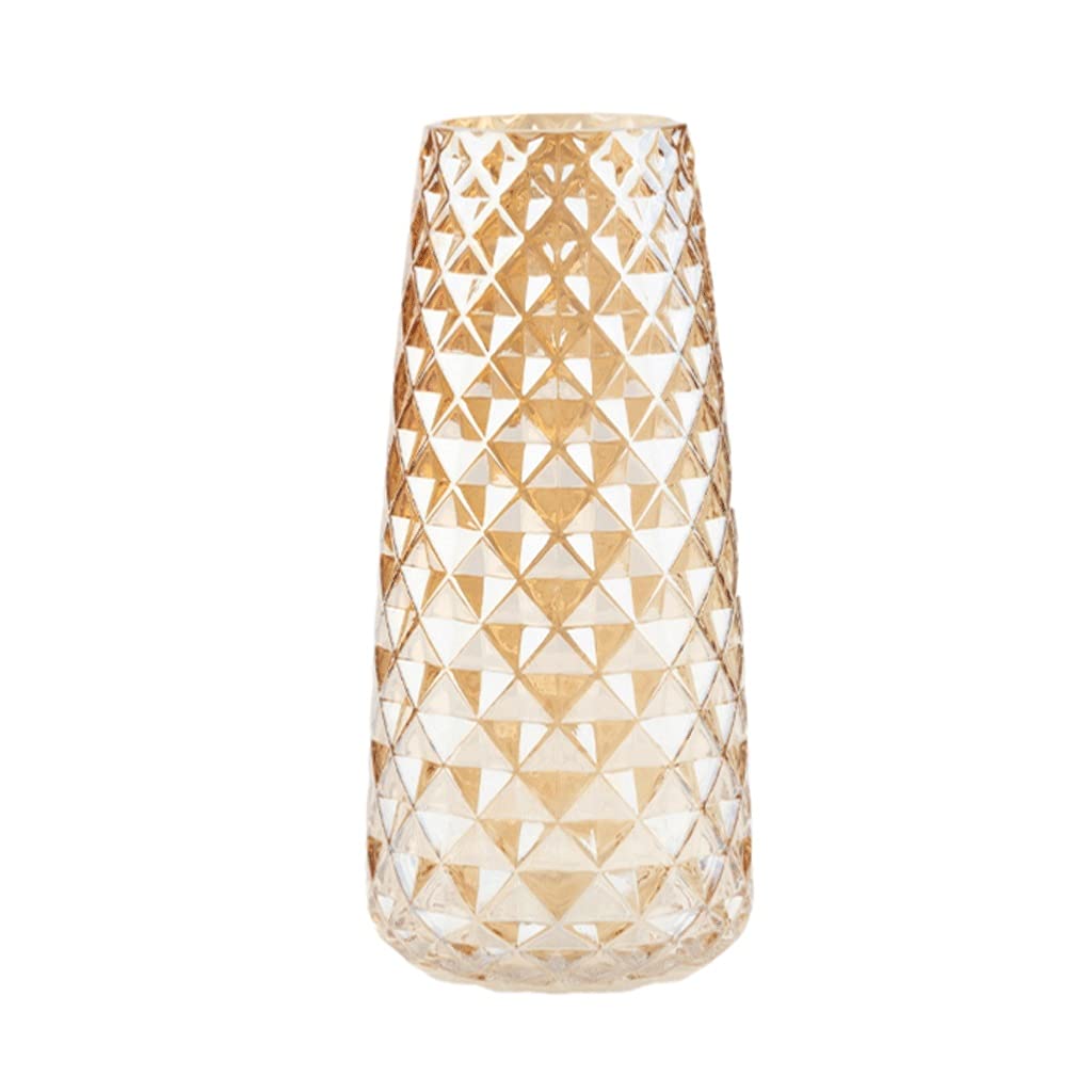 Ngdfgr Gold Unique Vase Flower Vases Clear Glass Floral Vases Decor Dining Table Balcony Centerpieces Wedding Housewarming Fashion (Gold),