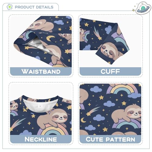 JUNZAN Dreamy Sloth Space Blue Little Girls Hoodie Sweatshirt Crewneck Fall Tops Shirts Athletic 4T3