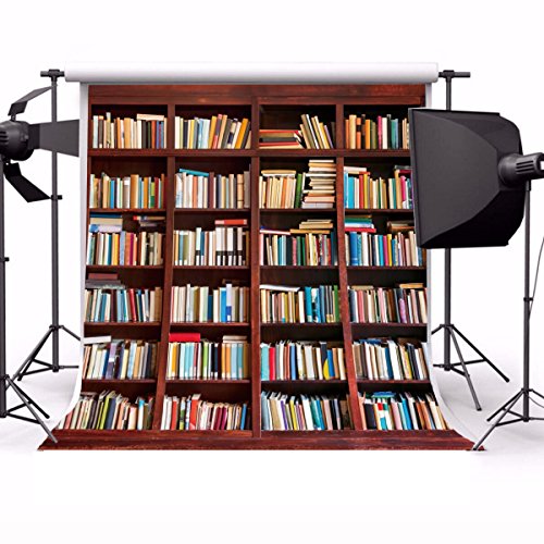 Leowefowa 5X5Ft Bookcase Backdrop Iterior Bookshelf Backdrops For Photography Books School Library Vinyl Photo Background Students Kids Study Room Decoration Wallpaper Personal Photo Studio Props #TOP1