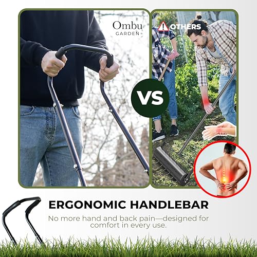 Ombu garden Rolling Aerator, Rolling Lawn Aerator for Grass 16" Wide with 30 Spikes for Smoother Penetration, Manual Push Aerator Lawn Tool with Wheels, Aerator Roller for Yard and Garden by Ombu garden - Image 2