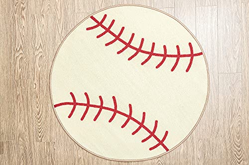 Furnish My Place Soccer Round Play Area Rugs for Kids, Soccer Shaped, Multicolor (Baseball 3 3  Round)