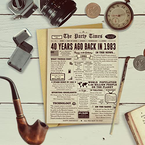 Oversized 40Th Birthday Card For Him Her, Happy 40 Years Old Birthday Greeting Card With Envelope, Classy 40Th Birthday Gifts For Women Or Men, Unique 40 Bday Gift For Husband, Back In 1983… #TOP2