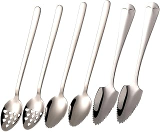 DIKACA 6Piezas Inoxidable Bebés con Ergonómico y Superficie Raspado Cocidos de Limpiar y Resistente Altas