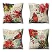 ZOYLINK 4 szt. Świąteczna poszewka na poduszkę świąteczna poinsecja obraz olejny tekstura nadruk poszewka na poduszkę wzór ptak Boże Narodzenie kwiat poszewka na poduszkę do salonu