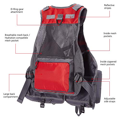 Image of BASSDASH Strap Fishing Vest Adjustable for Men and Women, for Fly Bass Fishing and Outdoor Activities