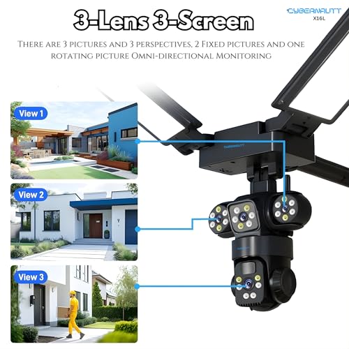 Image of XUGA-Cybernautt Series X16L 18MP Triple Lens PTZ Solar 4G Sim Outdoor Solar Streetlight CCTV Camera | Color Night Vision | Motion Detection | Water Proof | Use Air-tel 4G Sim