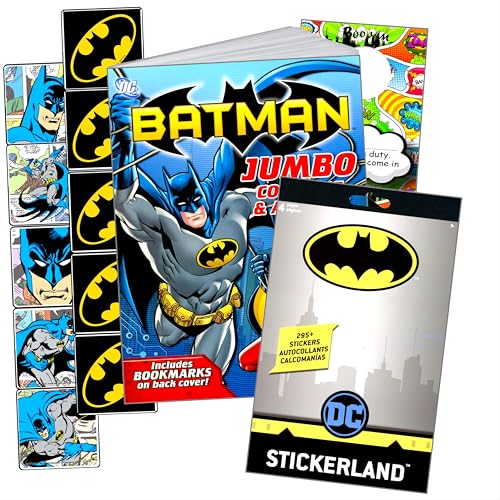 Image of Bendon Batman Coloring Book Set for Kids with Batman Stickers, Reward Sticker Set, 2-Sided Superhero Door Hanger, and More