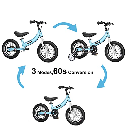 Image of Balance Bike 2 in 1 for Kids 2 3 4 5 6 7 Years Old,Balance to Pedals Bike,12 14 16 inch Kids Bike,with Pedal kit,Training Wheels,Brakes