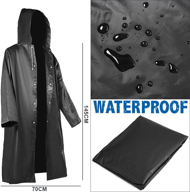 2PCS Waterproof Rain Poncho Reusable EVA Material Rain Cape Hooded