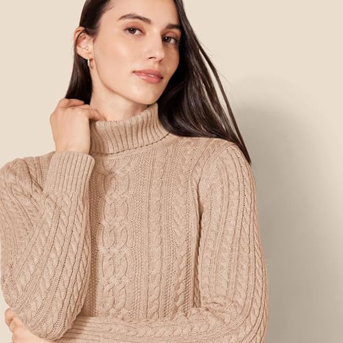 Image of Amazon Essentials Women's Long Sleeve Fisherman Cable Knit Turtleneck Sweater (Available in Plus Size)