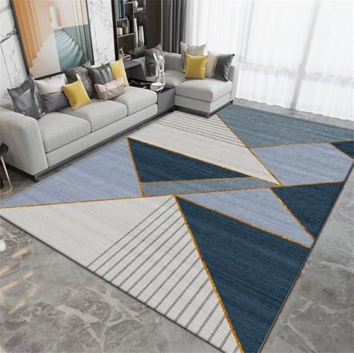 Tapis de sol salon bleu 100x150cm lavable pour chambre ado