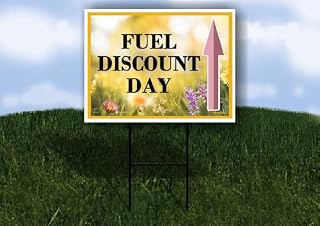 Fuel Discount Day Spring Flowers Yellow Field Up Arrows Double Sided 18x24 in. Yard Road Sign