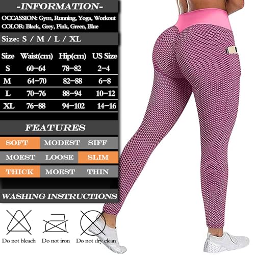 JGS1996 Scrunch Butt Lifting Leggings with Pockets for Women High Waisted Peach Lift Leggings Workout Yoga Pants