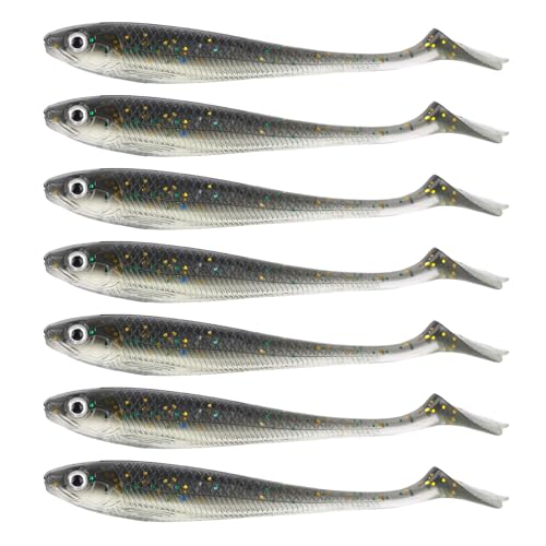7uds Cebos Blandos Crappie Strobe Minnow, 7cm Cebo Blando Plástico Realista Panfish con Inserto Destellante Señuelos de Pesca Duraderos para la Pesca de Crappie Lubina Trucha Walleye