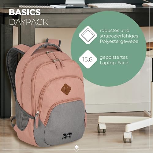 Travelite Handgepäck Rucksack, Laptop Rucksack 15,6 Zoll, BASICS, Daypack, Tagesrucksack mit vielen Fächern, 45 cm, 22 Liter