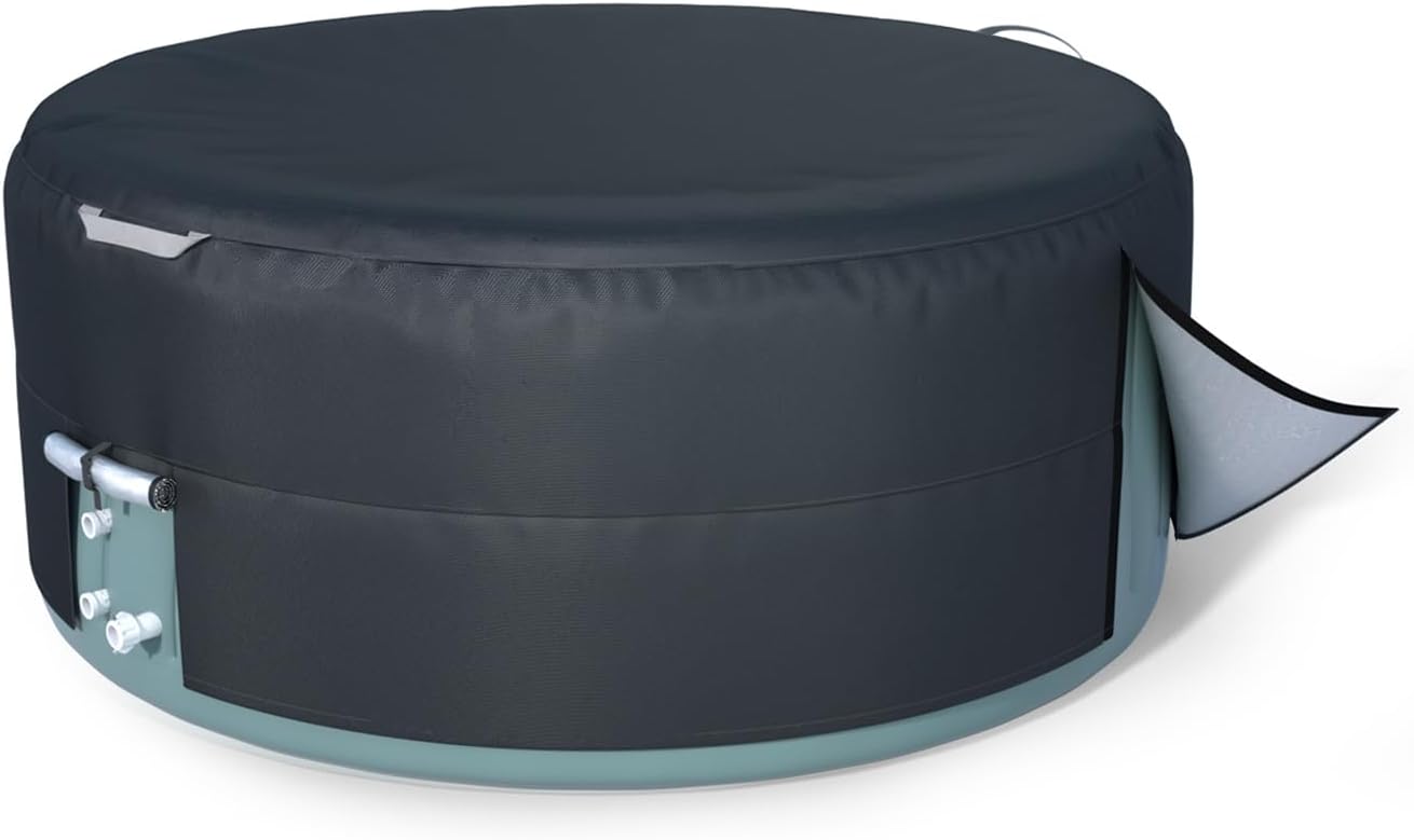 XCZ hot tub Cover, Insulated. Suitable for 77 inches Round 4-6 Inflatable hot tubs, Waterproof/dustproof/Sun-Proof, Black. Only Cover