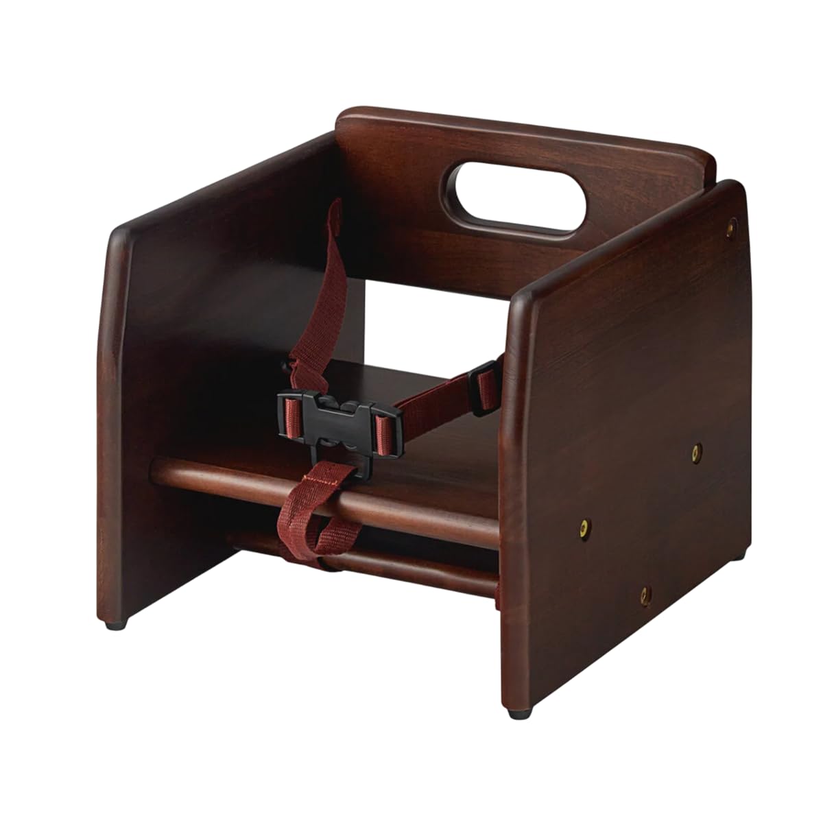 Dark Brown Wooden Dining Seat Riser for Restaurant Chairs – Stackable Rubberwood Seat Platform with Chair Strap &amp; Non-Slip Pads, Commercial Restaurant Seating Accessory