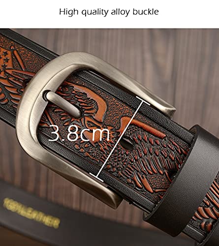 Men's Leather Belt Trimming Casual Pin Buckle Belt Men's Pants Cowhide (Color : Brown, Size : 125cm) (Brown 110cm)3
