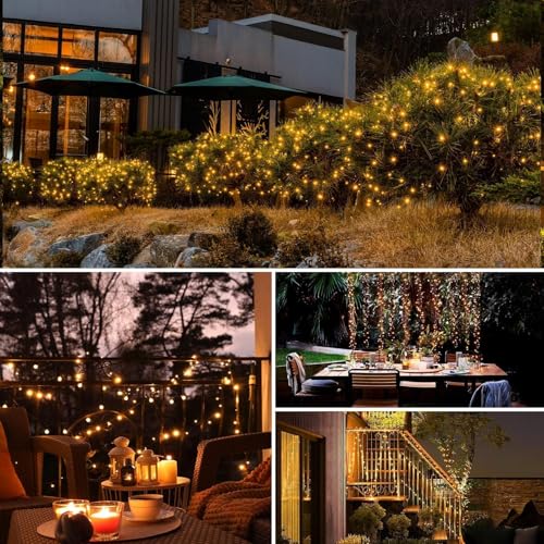 btfarm Solar Lichterkette Aussen, 2x15M 150 LED Solarlichterkette Außen Wetterfest 8 Modi IP65 Wasserdicht Kupferdraht Lichterkette Außen Solar Outdoor für Garten Terrasse Baum Hof Party (Warmweiß) 6