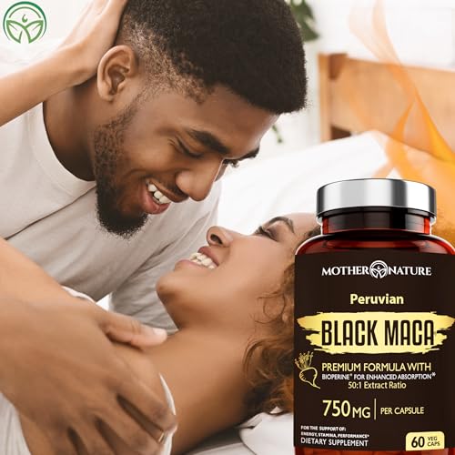 Image of MNO Black Maca Root 50:1 750mg Organic Peruvian Maca, 60 Vegan Capsules | Organic Peruvian maca supplement for men with high potency energy, mood & performance support, vegan and non-GMO formula