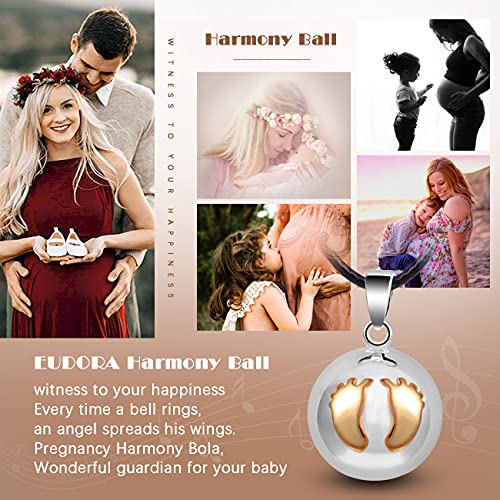 Eudora Harmony Bola Ball Baby Feet Angel Chime Pendant Necklace, Pregnancy Locket Long Necklace, 30" And 45" Ropes #TOP3