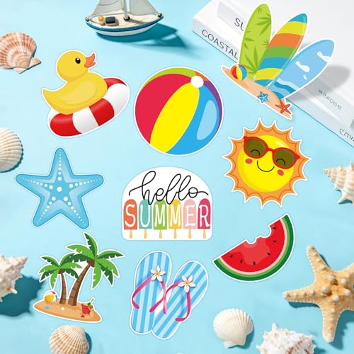 Image of 54 Pcs Hello Summer Cutouts Double Printed Paper Beach Decor for Summer Bulletin Board Classroom Decorations (Beach.54)