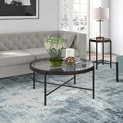 Henn&Hart Modern Round Glass, Cocktail in Blackened Bronze for Living
