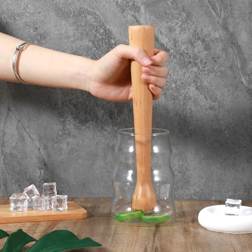 Matwsec Wooden Muddler for Cocktails, Durable Muddler for Lemonade, Professional Bar Muddler Tool, Home and Bar Cocktail Muddler for Mojitos, Fruit Drinks (10 Inch)