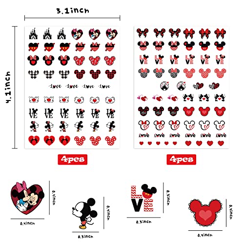 8Pcs Mouse Nail Stickers Decals, 3D Self Adhesive Mouse Love Xoxo Heart Cute Cartoon Nail Art Stickers Diy Nail Stickers Valentine’s Day Gifts Birthday Wedding Party Supplies For Women Girls Kids #TOP1