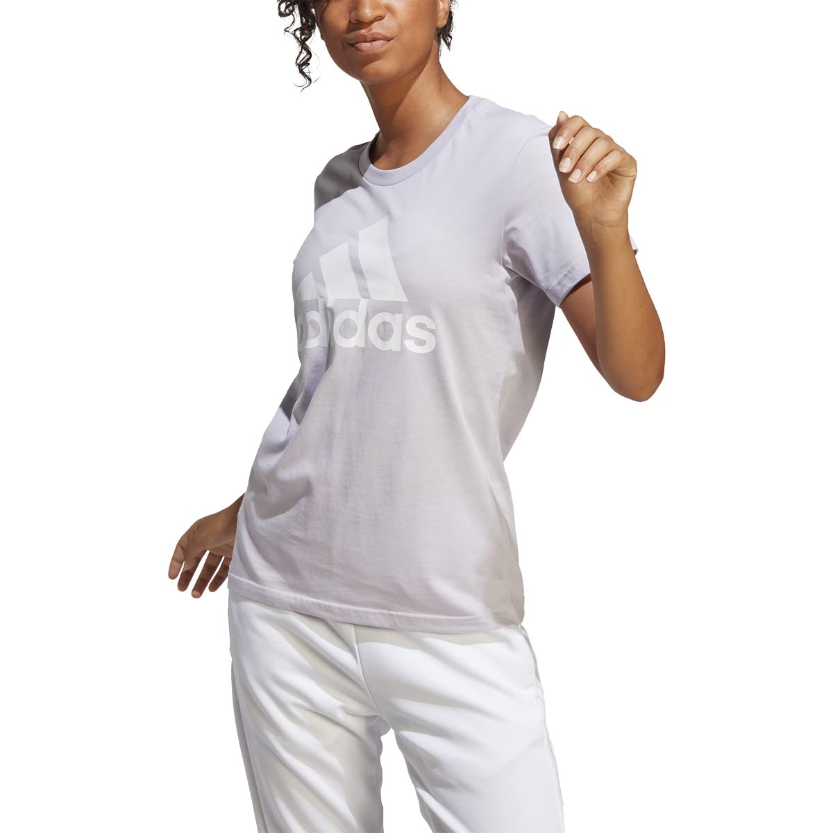 Photo 1 of adidas Women's Loungewear Essentials Logo T-Shirt XX-Small Silver Dawn/White