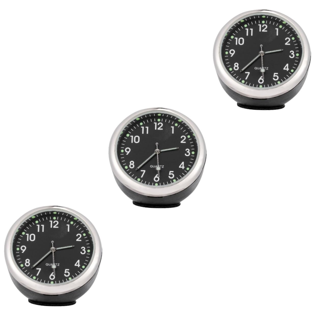 ULTECHNOVO 3piezas Reloj De Coche Quartz Mini Reloj De Tablero Para Vehículos Diseño Moderno Color Negro Sin Batería Para Decoración y Uso Casa y Oficina