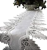 Galleria di Giovanni Creamy White Dresser Scarf 64' Formal European Lace Mantel Scarf Table Runner Doily