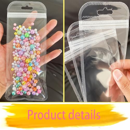 Image of 100 Pcs Resealable Beadable Pen Packaging Bags for Small Business,Clear Zipper Smell Proof Storage Bags for Party Favor Food Storage, Jewelry, Cosmetic,Candy 3.34X8.66inch
