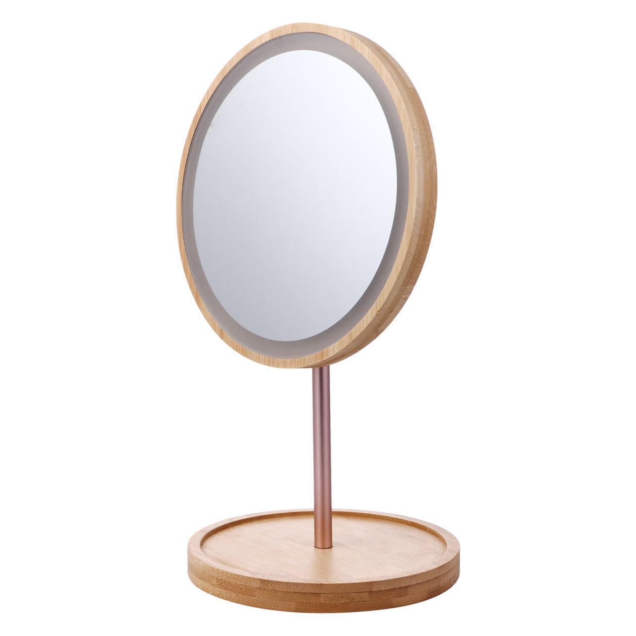 Ciieeo Specchio da Tavolo in Legno con Luce LED per Trucco, Superficie Specchio ad Alta Definizione, Base Stabile ed Elegante, per Uso Domestico Colore Casuale