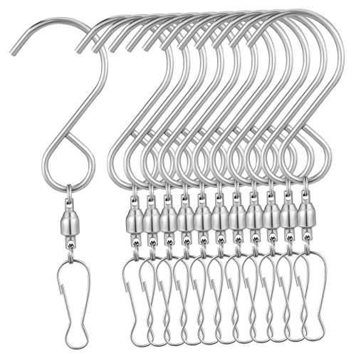 Gogogmee 12 Pcs Stainless Steel Wind Chime Hangers Clips Rotating Swivel Hooks for Bird Feeders and Garden Decor Easy to Use and Space Saving Design