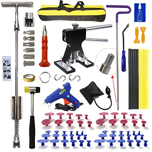 CYGOODS Kit de débosselage sans peinture pour auto, composé de 89 pièces dont des embouts, des extracteurs de renfoncement, un pointeau, un marteau et un crochet, en acier inoxydable