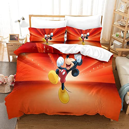 Funda de edredón de Mickey Mouse Funda de edredón de 3 Piezas Funda de edredón de ratón de Dibujos Animados Funda de edredón de fácil Cuidado hipoalergénica King Size (220x240cm)