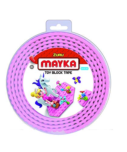 MAYKA Cinta adhesiva para ladrillos Lego K´Nex y Megablocks, 2 m de largo, 4 puntos, color rosa Cover
