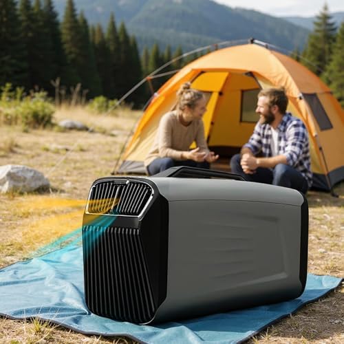 Portable 5400/5600 BTU Air Conditioner for Tents & RVs - 110V with Cooling, Sleep, Dehumidifying & Fan Modes, Ideal for Camping, Covers up to 10㎡, Grey