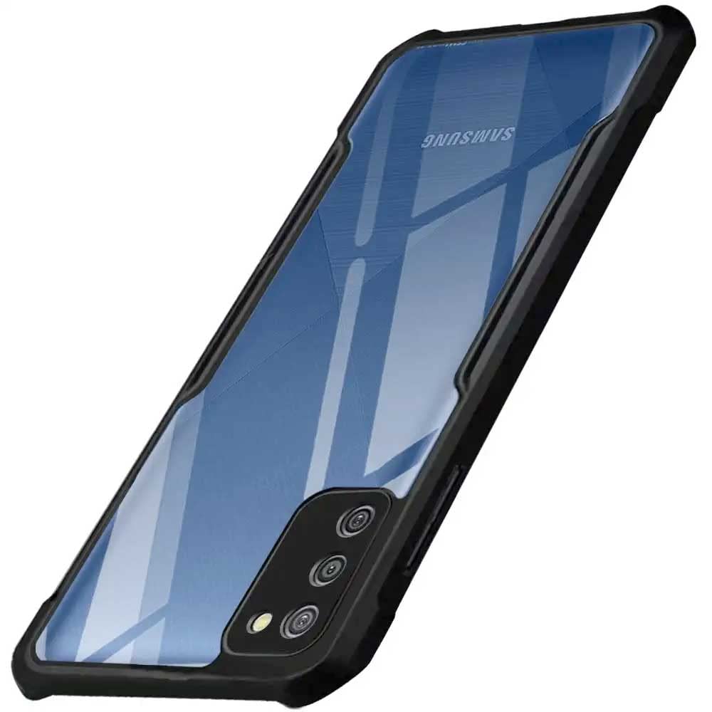 WOW IMAGINE Shock Proof Clear Back Cover Case Mobile Cover for Samsung Galaxy M02s | F02s (Hard | Hybrid PC + TPU | Full Armour Device & Camera Protection | Black) (B08SJGR611) Amazon Price History, Amazon Price Tracker
