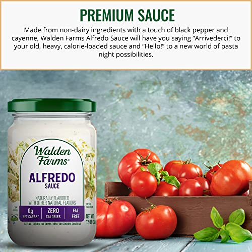Walden Farms Light Alfredo Sauce, 12 Oz. Jar (Pack Of 6) Thick, Creamy, Fresh & Flavorful, Vegan, Paleo & Keto Friendly, Non-Dairy Milk Substitute, 0G Net Carbs - Perfect For Chicken, Fish, And More #TOP2