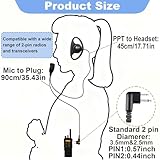 2 Pin Radio Earpiece Compatible with Motorola CP040 DP1400 GP300 GP88 GP68 CT150 Two Way Radios, D-Shape Security Earpiece with Inline PTT Mic, Clear Sound Headset for Bodyguard Police Patrol Use - Image 2