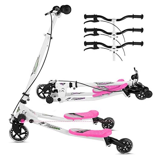 Y Flicker Scooter for Kids Ages 5-8, 3-Level Adjustable Height Swing Wiggle Scooter Foldable Kick Speeder Drifter for Boys and Girls