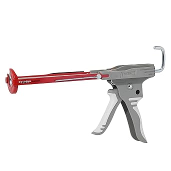 Newborn Octogun 289-HTD Drip-Free Ratchet Caulking Gun - HybridTech | Fits 1/10 Gallon Cartridge | 61 Thrust Ratio | Ratchet Rod Parallel Frame with Built-in Smoother Tool | Scraper & Plug Included
