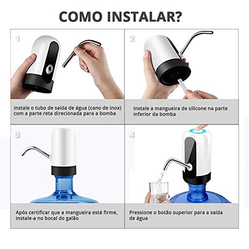 Bebedouro Bomba Elétrica Para Garrafão Galão Água Recarregável com Adaptador USB Cor:Branco (UT)