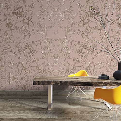 Image of DWELLSINDIA Gurunge Self Adhesive Wall Grain Textured Wallpaper (16.14 X 96 Inches, Pink)