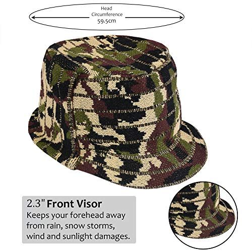 Winter Camo Army Style Flat Top Knit Cap Beanie Hat With Visor, For Women & Men #TOP5