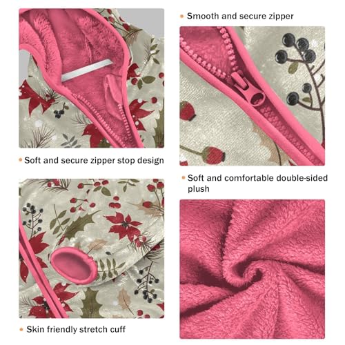 OTVEE Vintage Christmas Floral Kids Hoodie Jacket Fall Spring Full Zip Warm Outwear Coat3